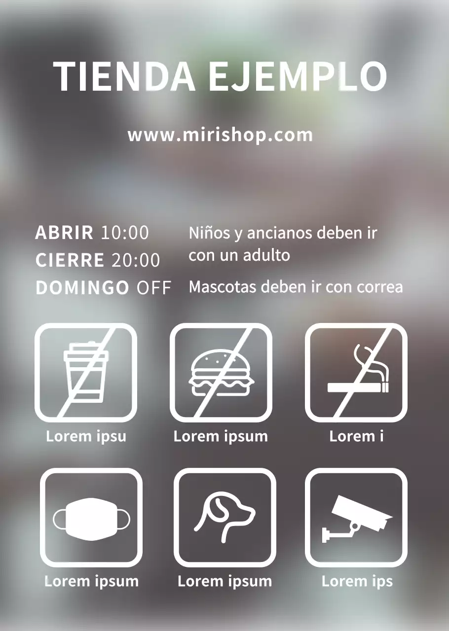 Cartel transparente para tienda de señalización azul claro