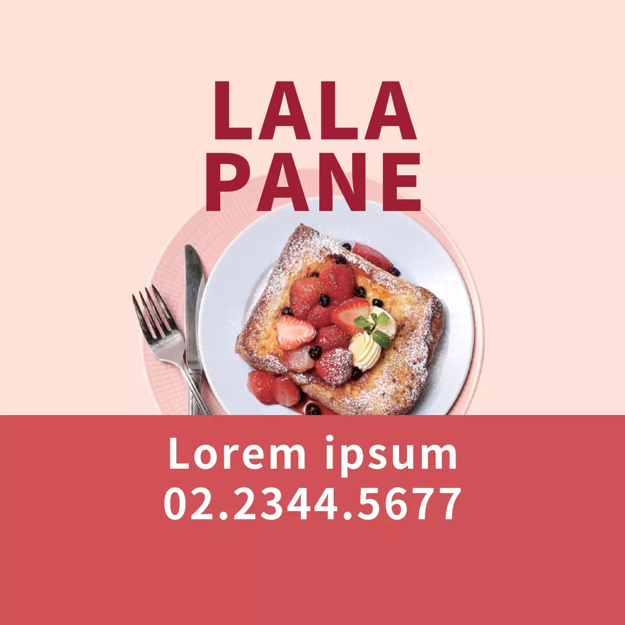 Etichetta promozionale ordinata per la consegna del brunch con accenti fotografici rossi