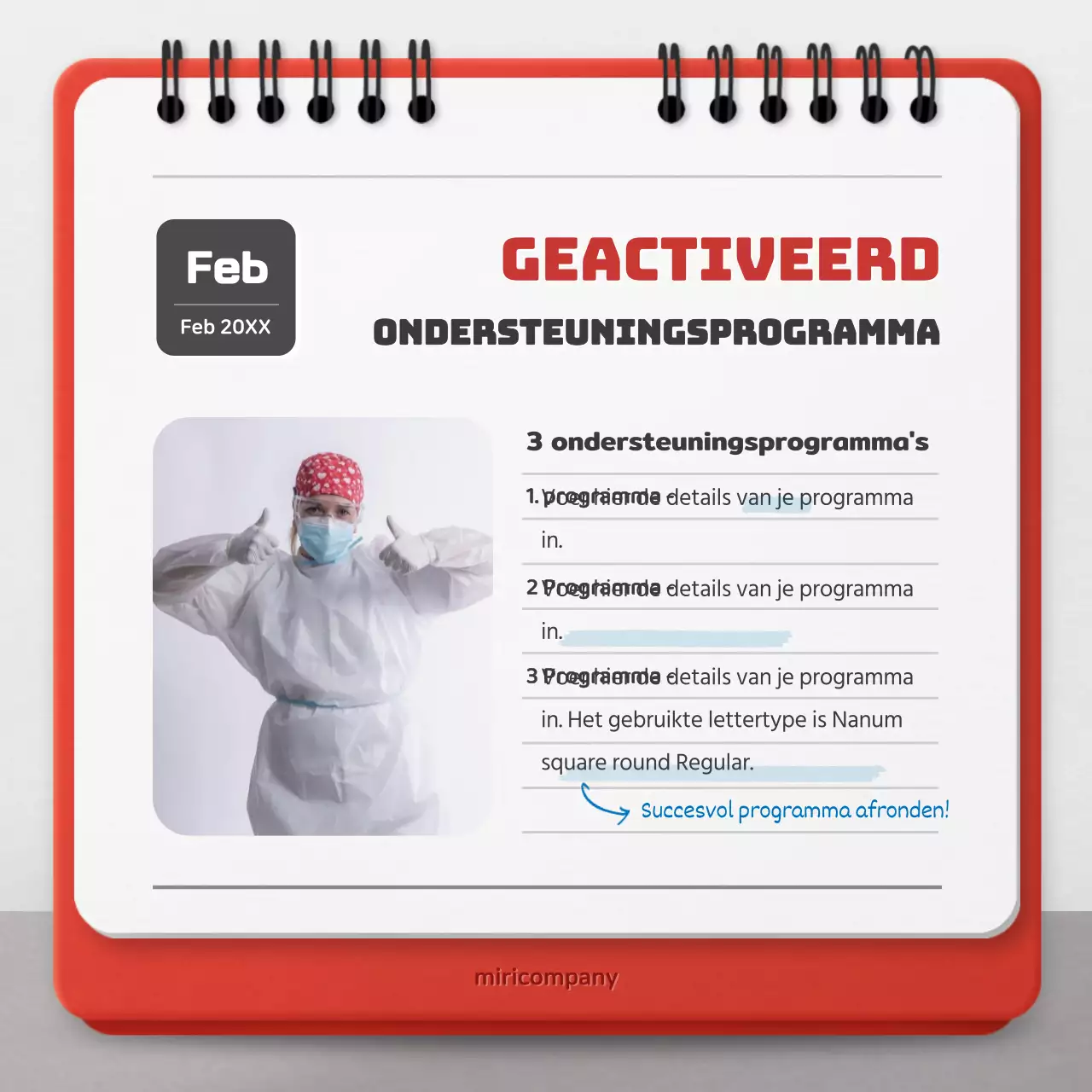 Promoot maatschappelijk verantwoord ondernemen met een rood-blauw kalenderconcept