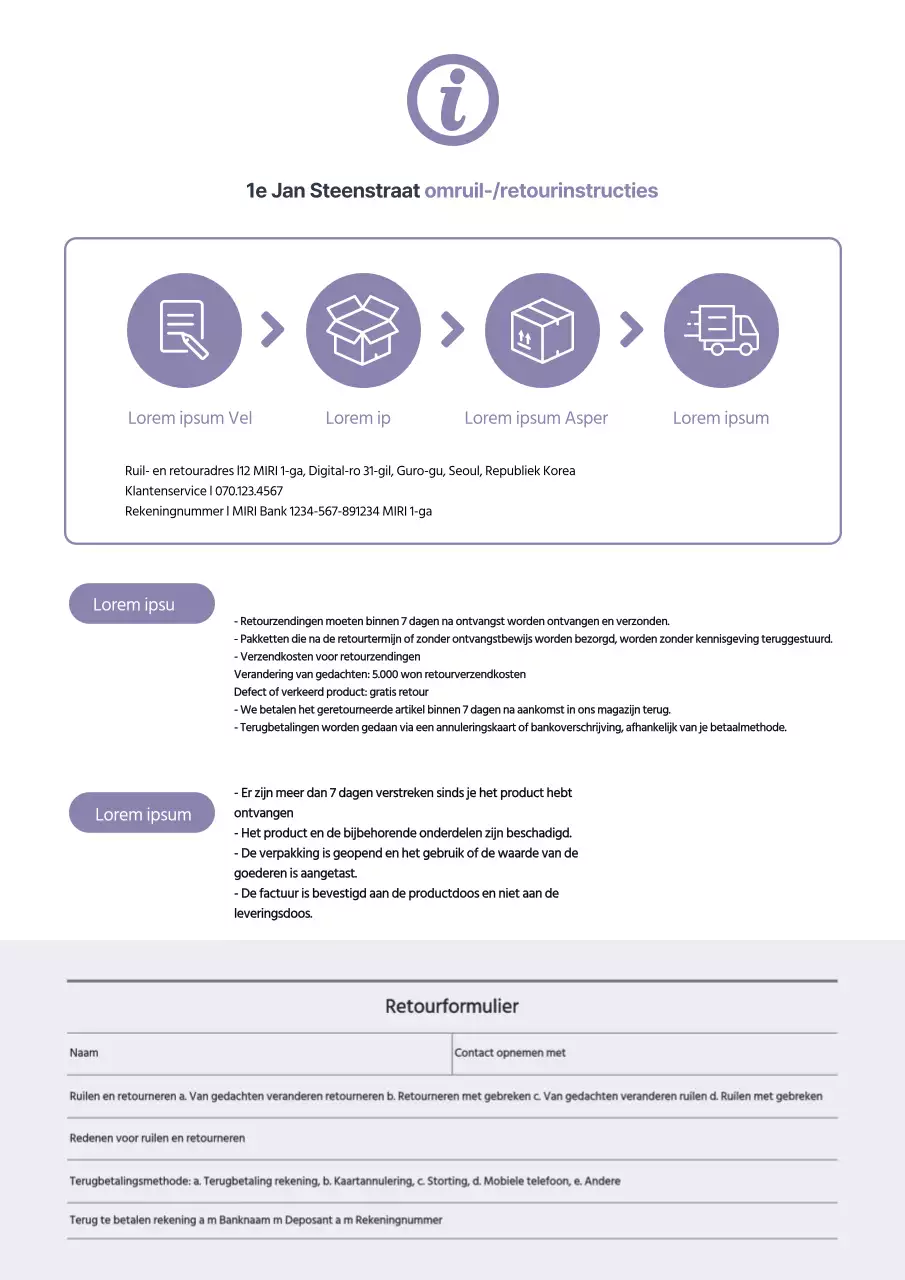 Aanvraagformulier restitutie paars winkelcentrum
