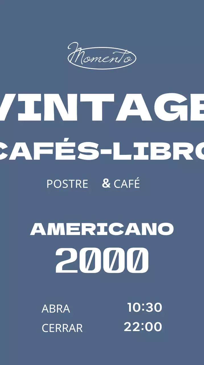 Cartel de cafetería con menú vintage sobre fondo azul
