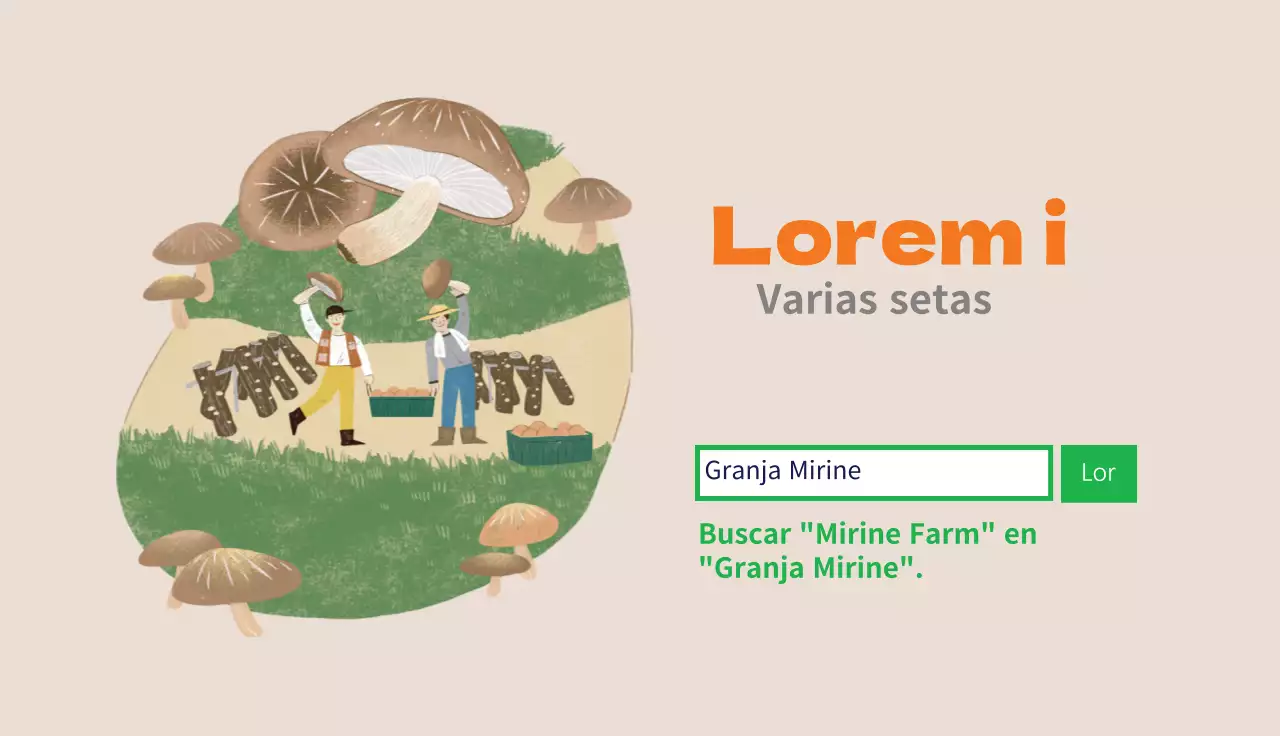 Ilustración rosa linda granja de setas