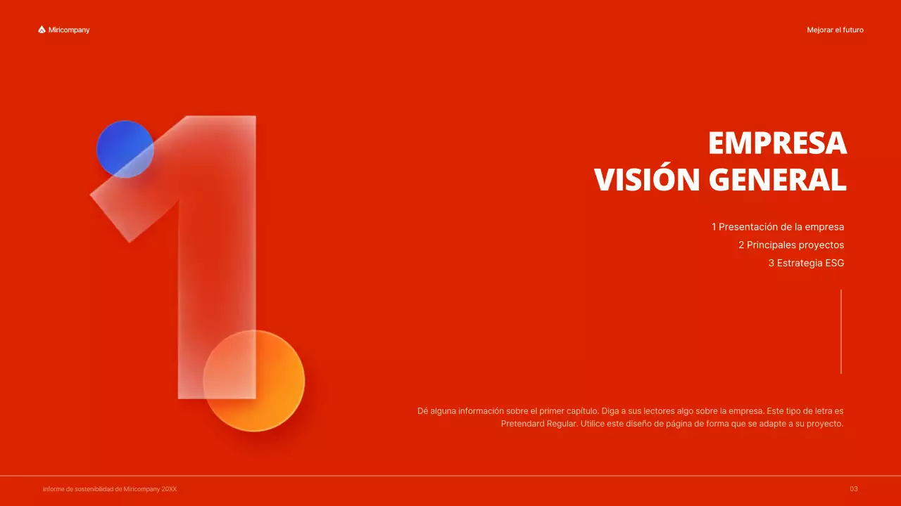 Informe ESG corporativo con un concepto rojo y colorido