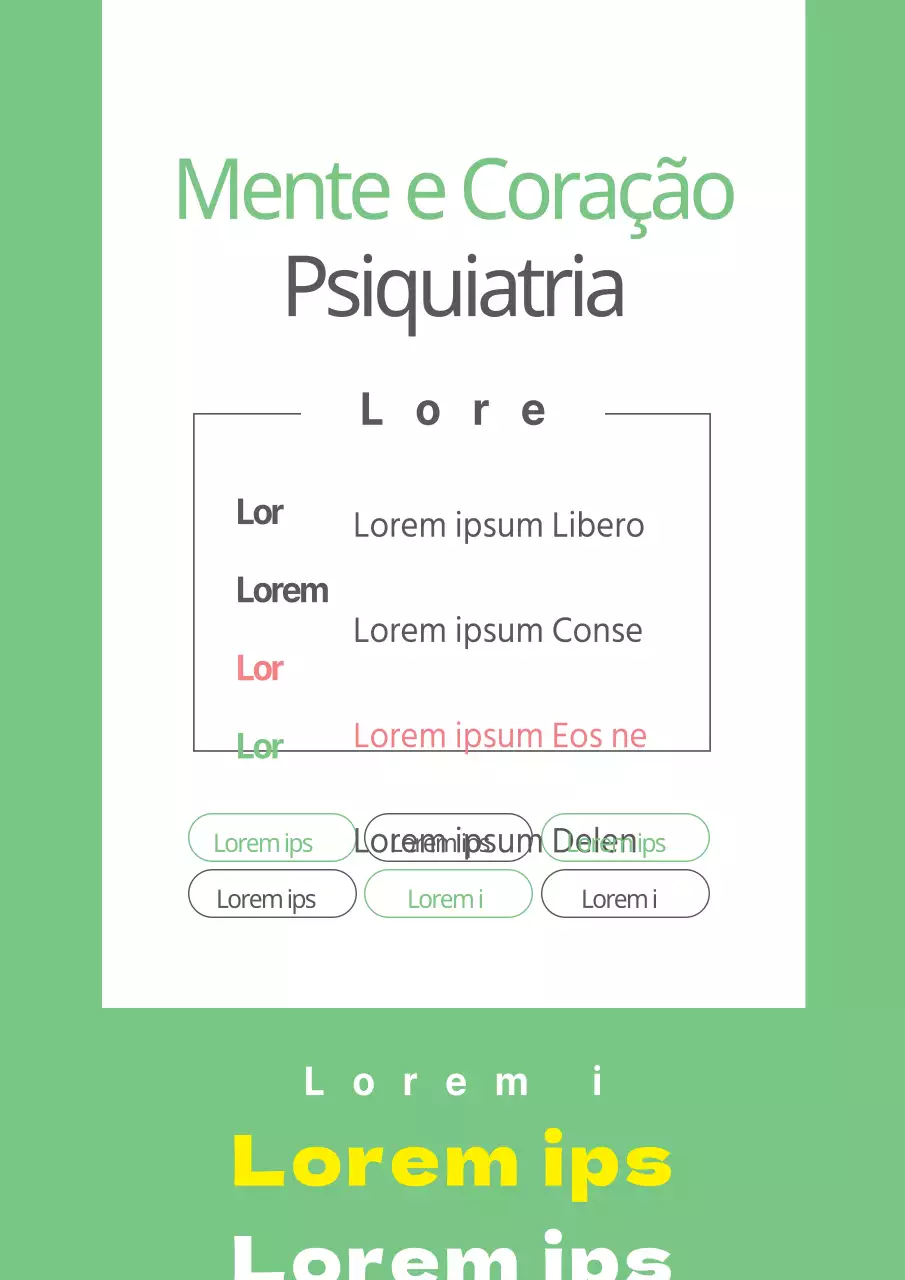 Folheto simples, verde, com o horário de abertura do departamento de psiquiatria