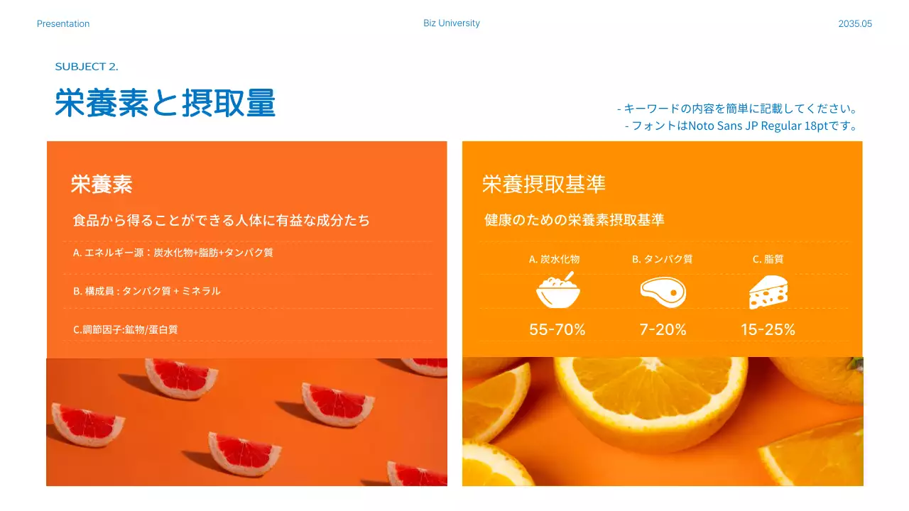 青 モダン 栄養 プレゼンテーション