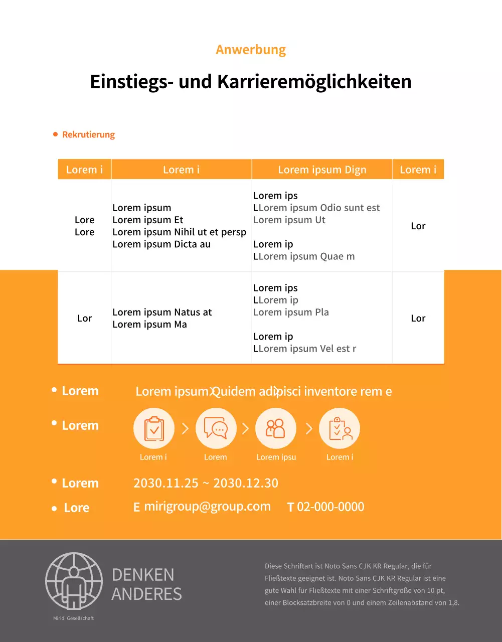 Saubere orangefarbene Stellenausschreibungen