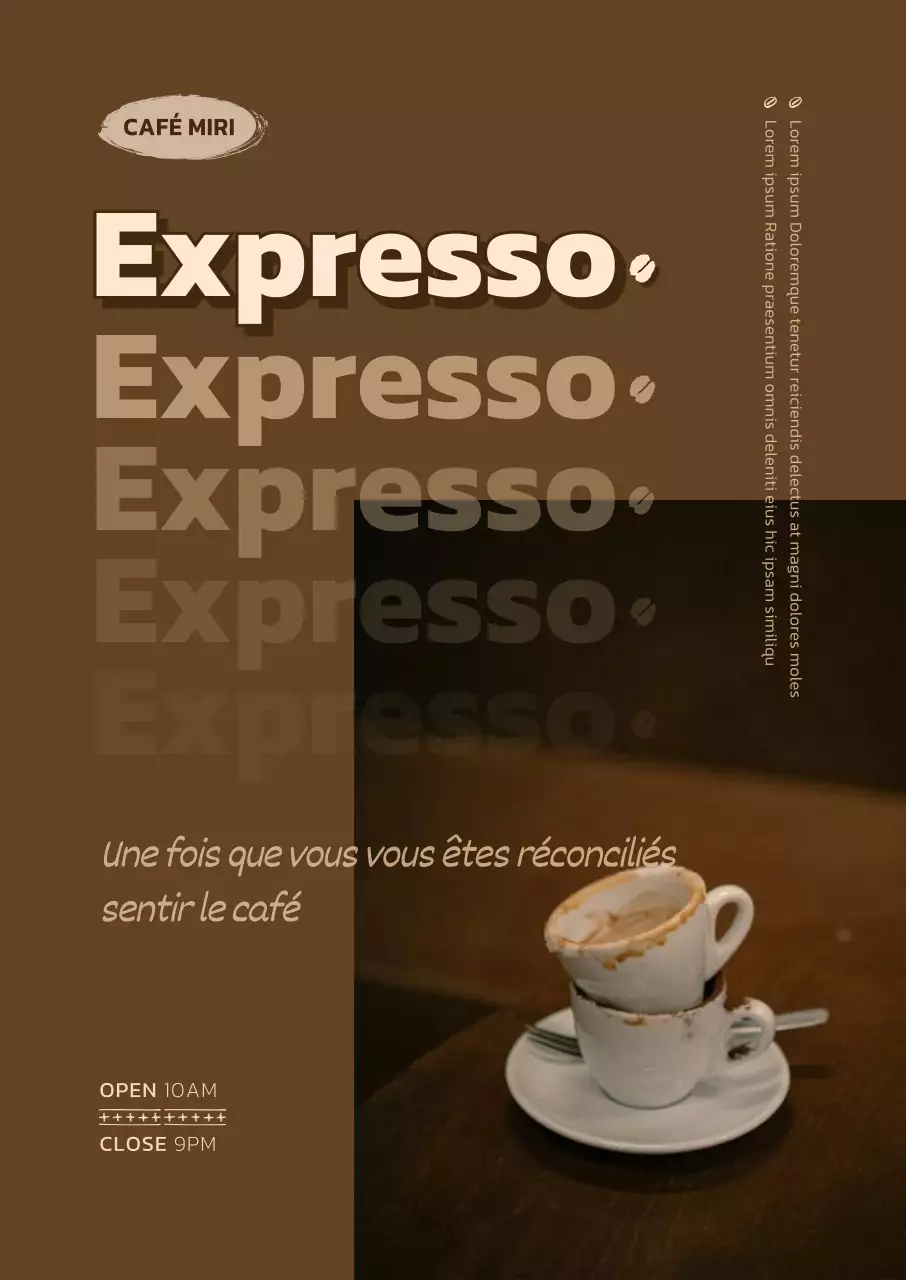 Affiche de café vintage et chaleureuse en marron