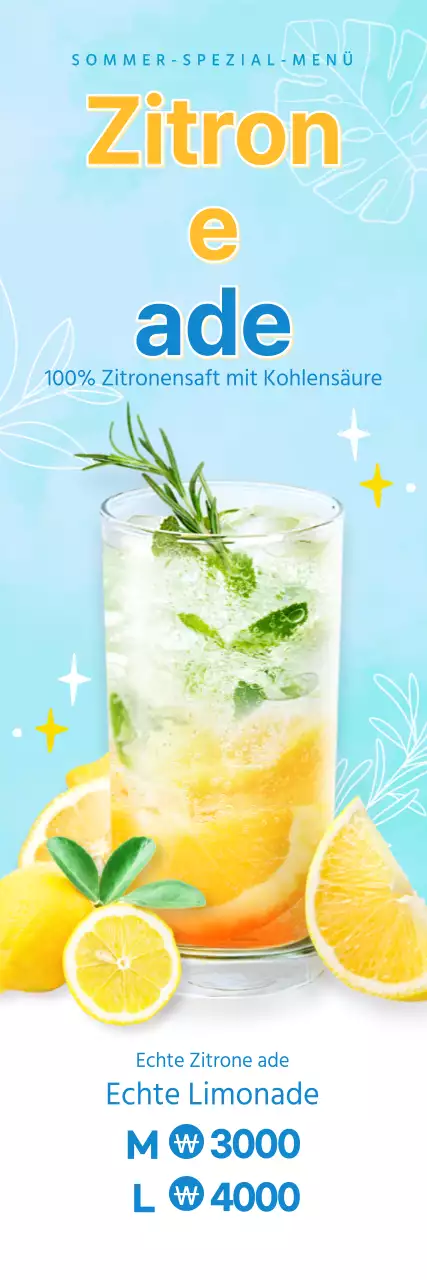 hellblau ade kühlen Sommer erfrischende Café-Menü Promotion-Banner