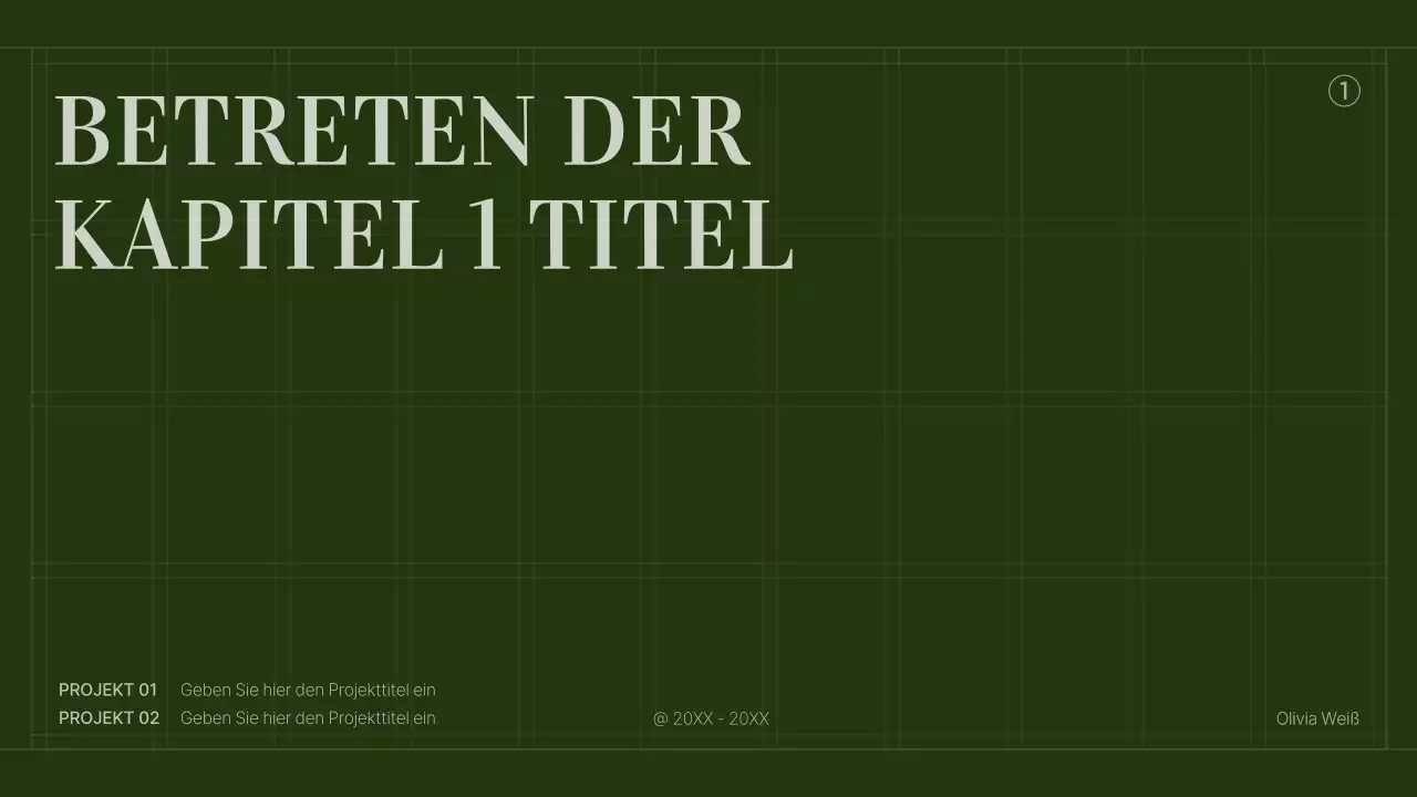 Portfolio eines Content-Vermarkters mit grünem, einfachem Gitterkonzept