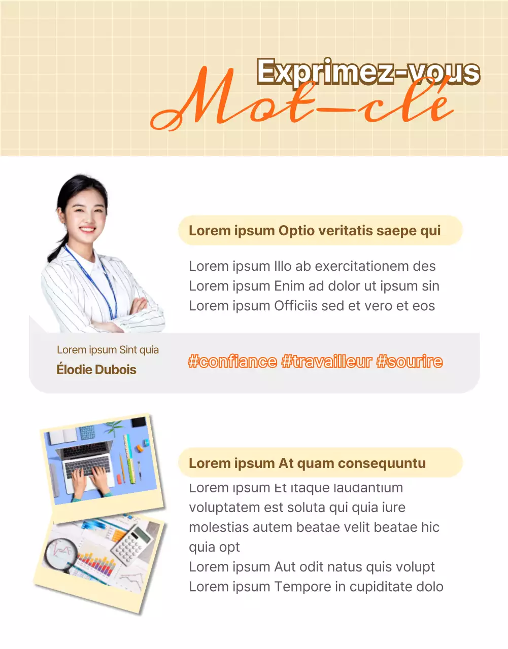 Un entretien d'embauche aux couleurs beige et orange apaisantes