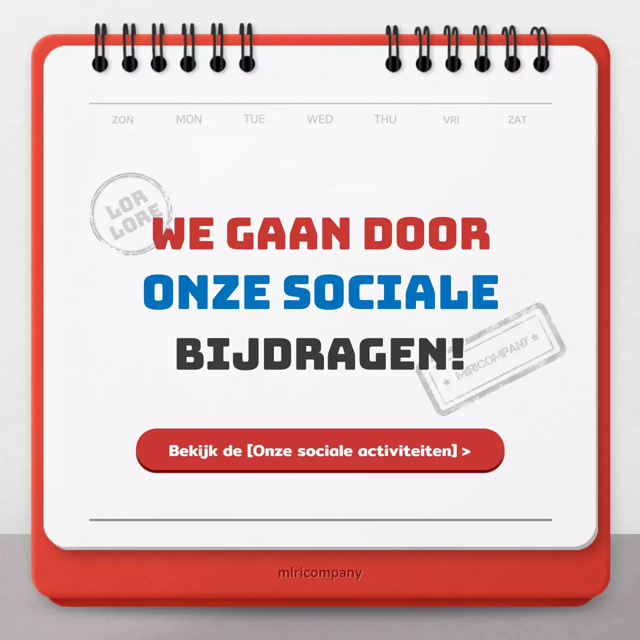 Promoot maatschappelijk verantwoord ondernemen met een rood-blauw kalenderconcept