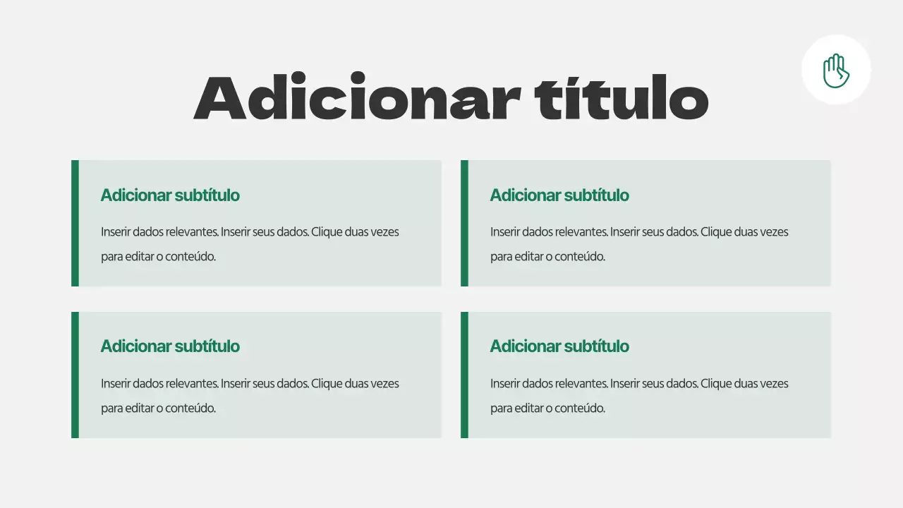 Desenho concetual limpo do gráfico SWOT em cinzento claro e verde
