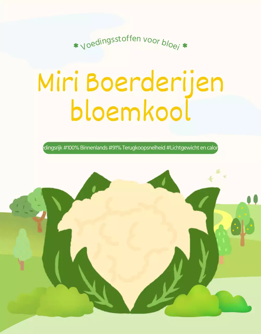 Promoot de groene en gele natuurlijke bloemkoolbeschrijving