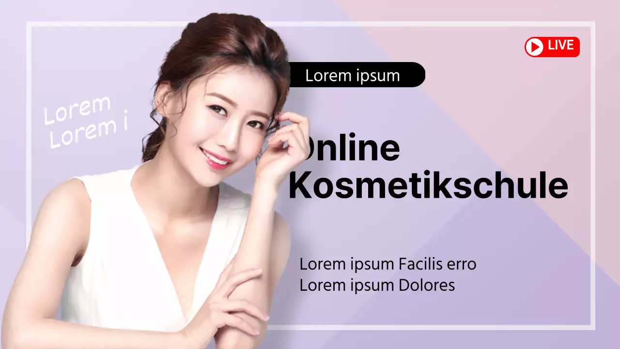 YouTube-Miniaturansicht mit weiblichem Schönheitsmodell auf lilafarbenem Hintergrund