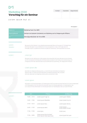 Seminarvorschlag in mint und grau