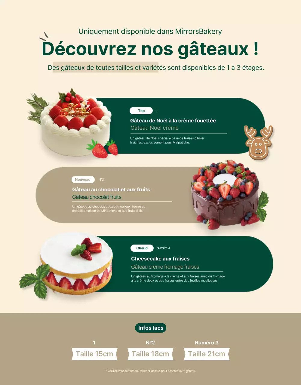Illustration verte de l'hiver Personnalisation du gâteau de Noël Dîner de fête Page détaillée