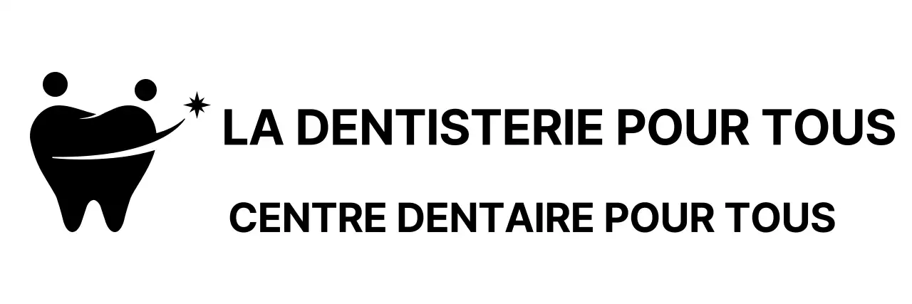 Promotion des soins dentaires avec un logo noir en forme de dent
