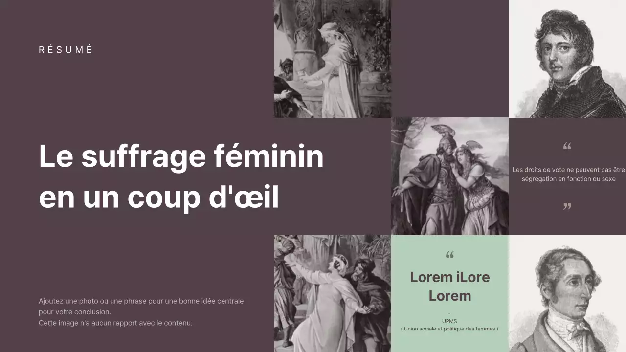  Présentation d'un concept discret pour une mission mondiale sur le droit de vote des femmes