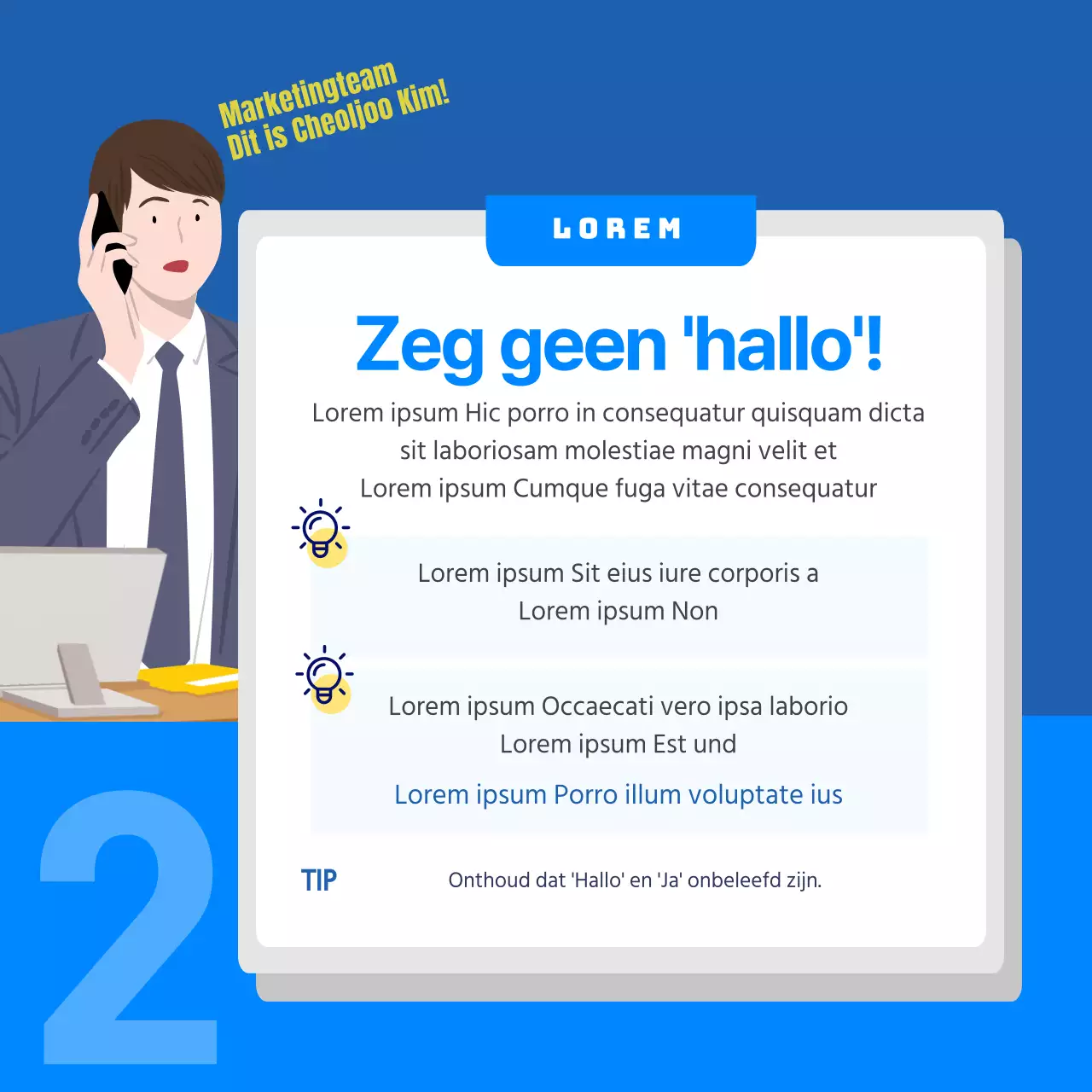 Kantoor etiquette kaart in blauwNieuws ontwerp