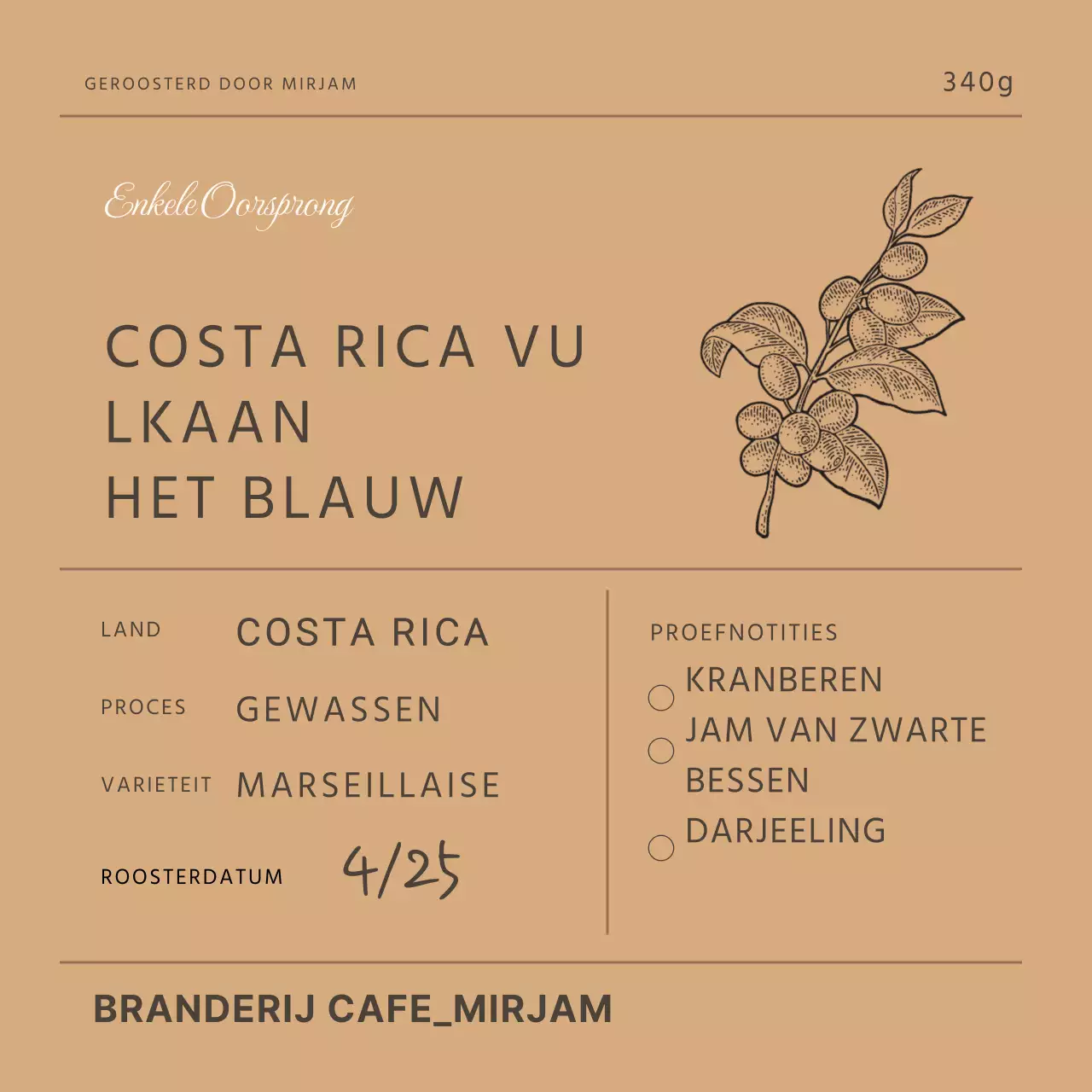 Koffiebonen pakketsticker