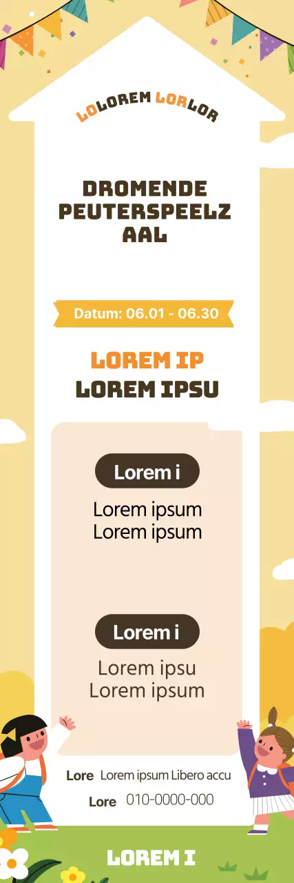 Gele illustratie schattige kleuterschool wervingspromotie