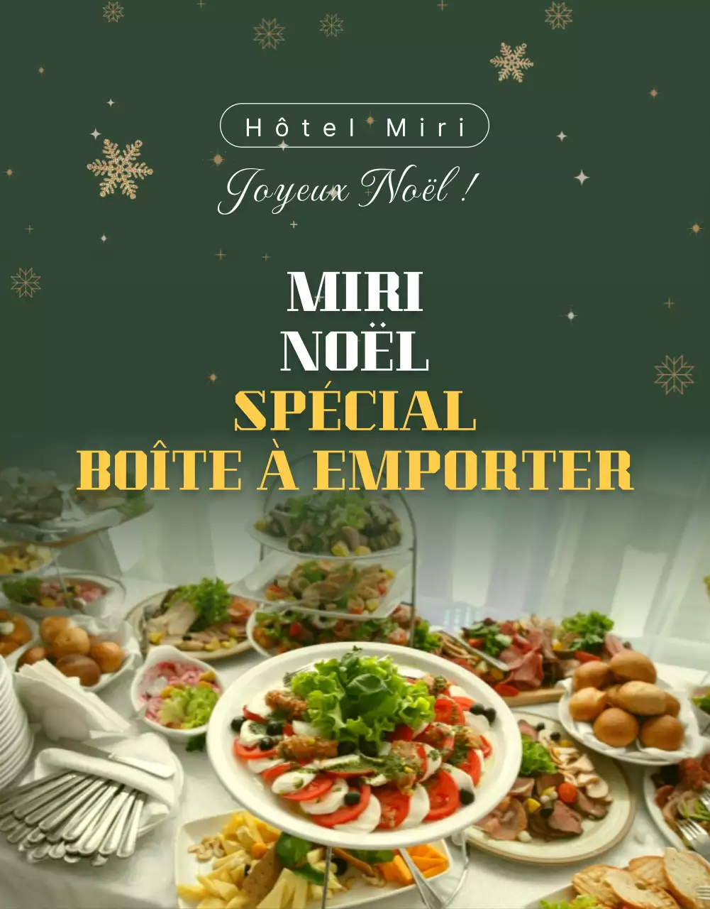 Buffet de Noël vert et jaune détails