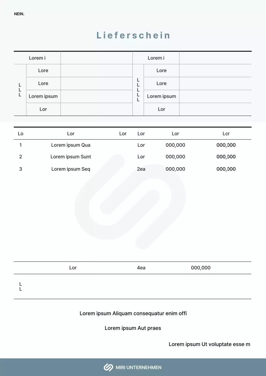 Lieferbestätigung in blau