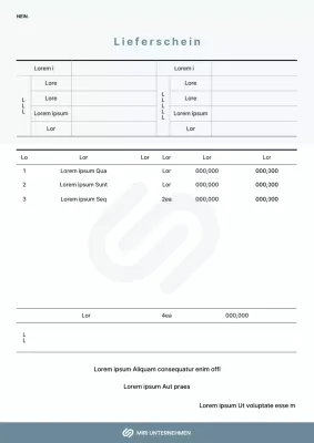 Lieferbestätigung in blau