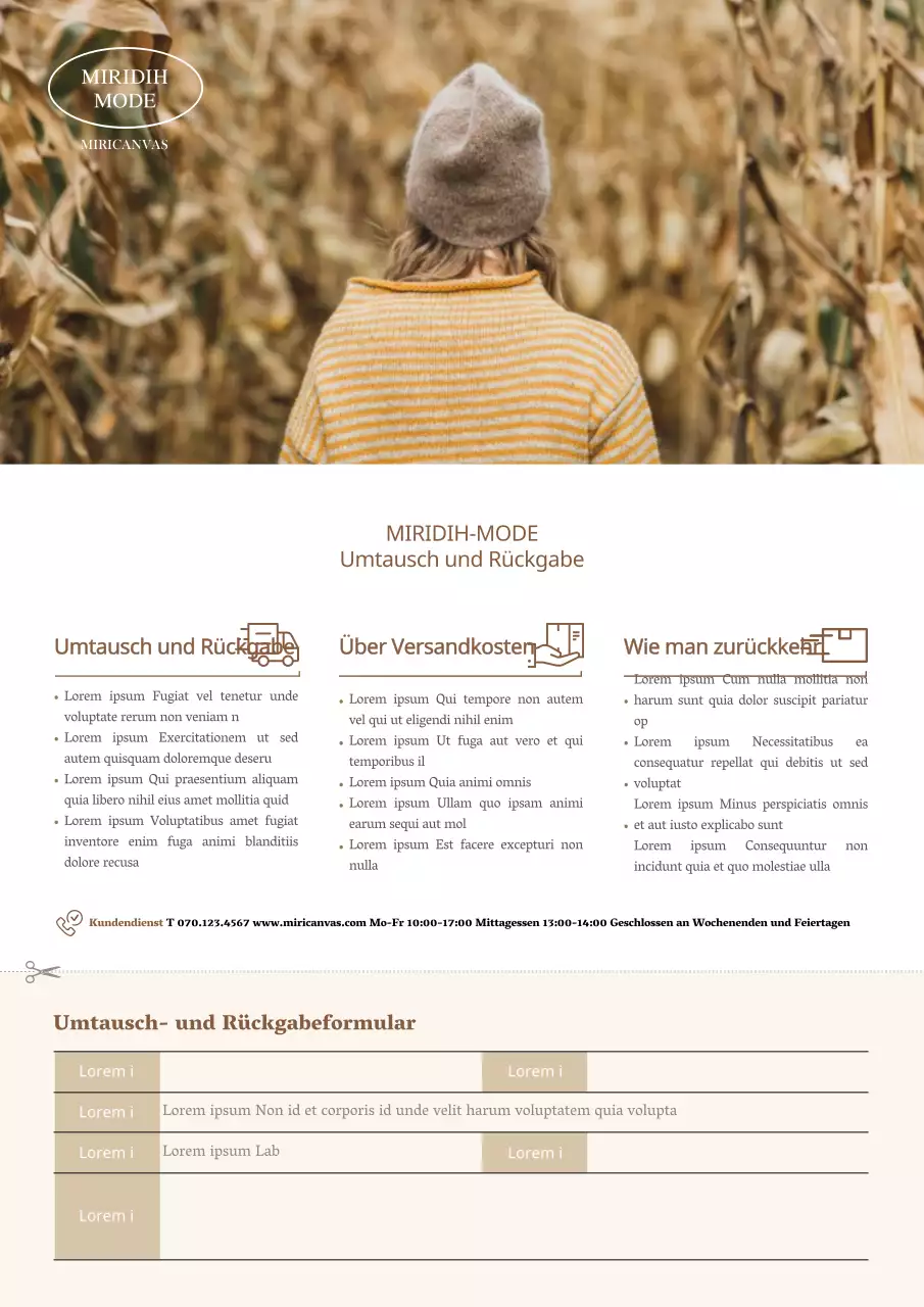 Brauner und einfacher Umtausch von Rücksendungen