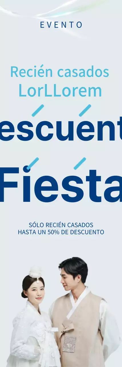 Banner de venta de electrodomésticos de verano para recién casados en azul y azul claro