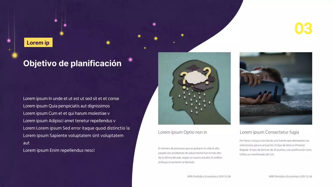 Creativa propuesta musical con fondo morado y adornos de estrellas