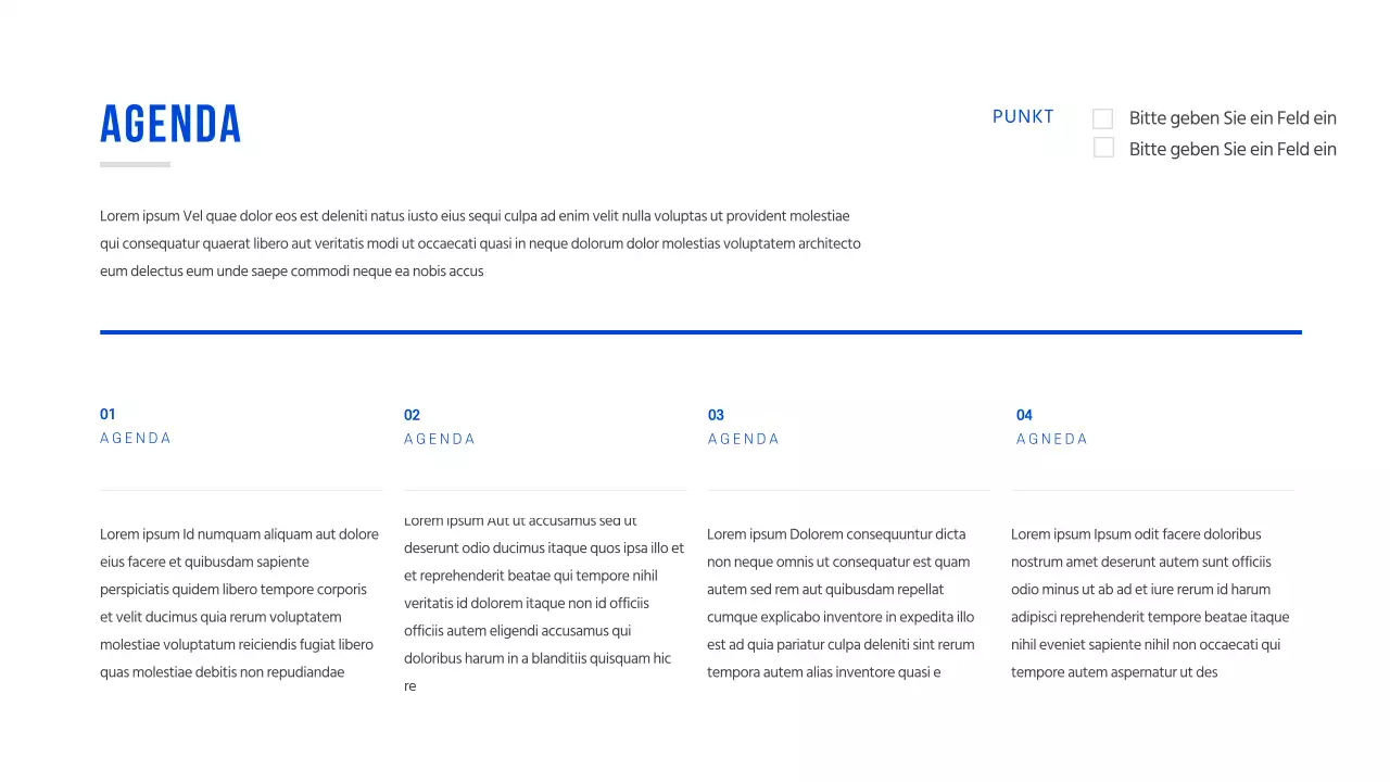 Eine einfache Agenda in Blau