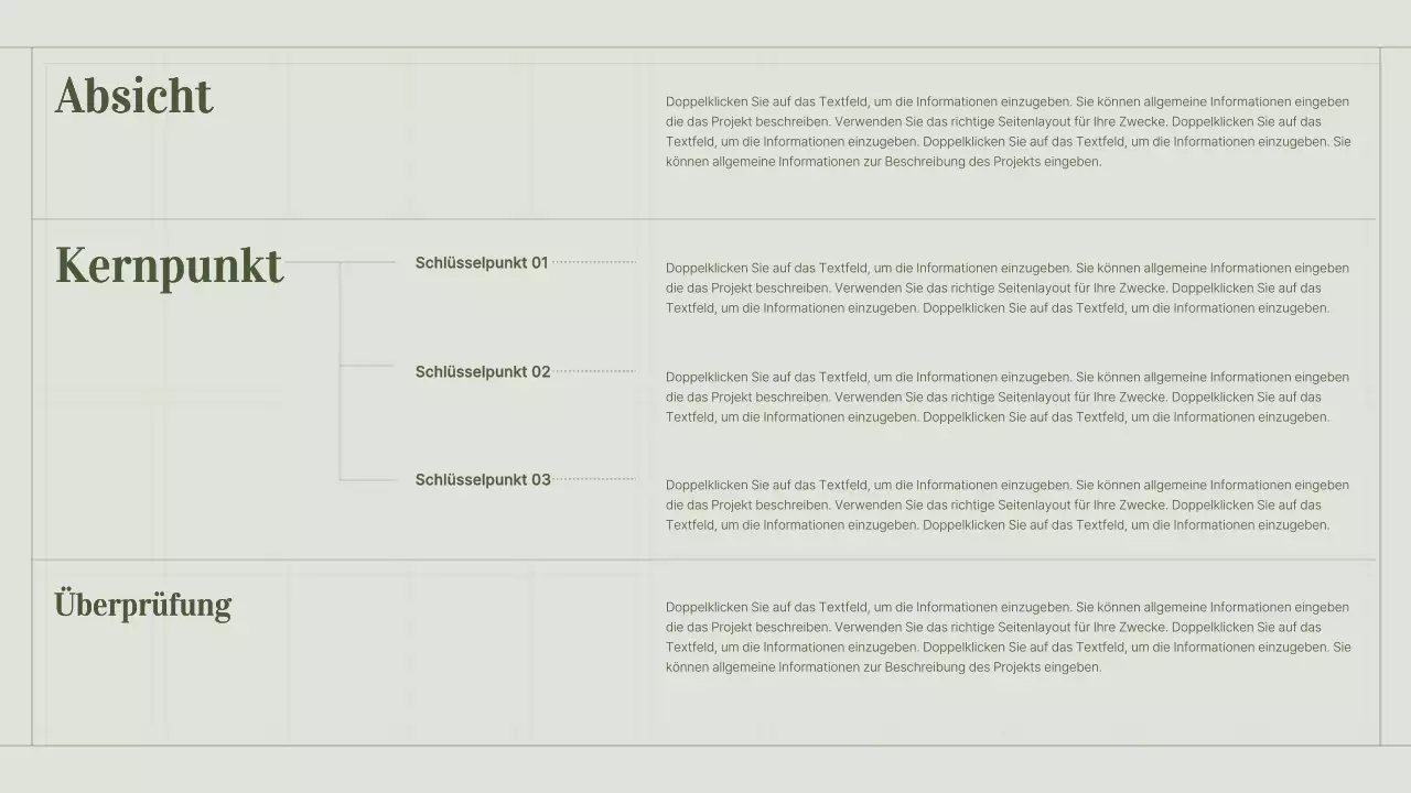 Portfolio eines Content-Vermarkters mit grünem, einfachem Gitterkonzept