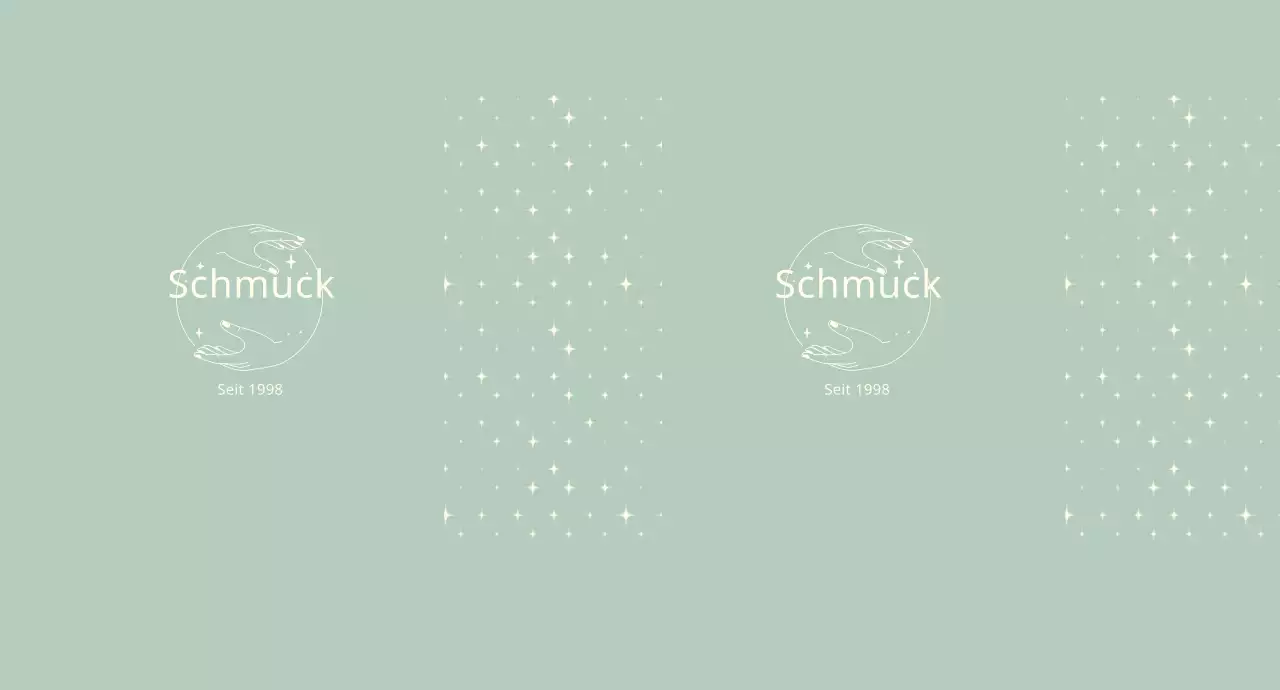 Blauer illustrierter Schmuck mit klaren Linien