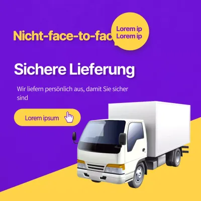 Lila-gelber Text zur kontaktlosen Zustellung Hervorgehobener Hinweis