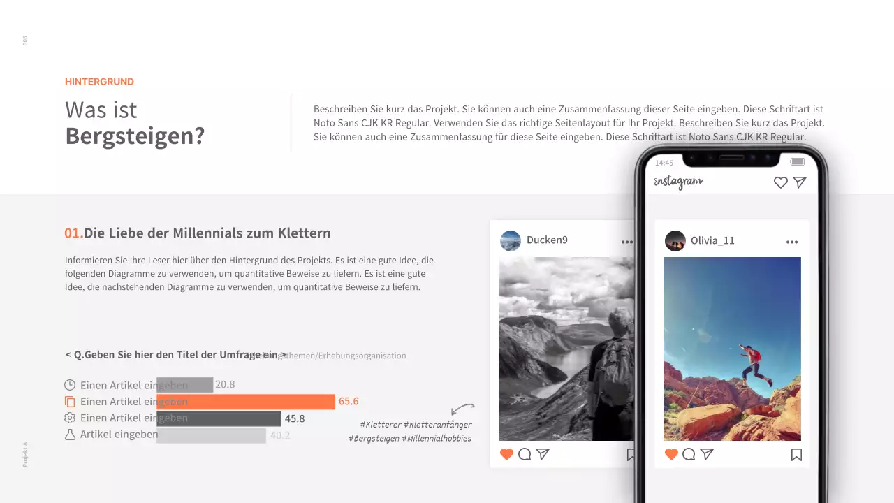 Eine saubere Konzeptmappe in Weiß und Orange