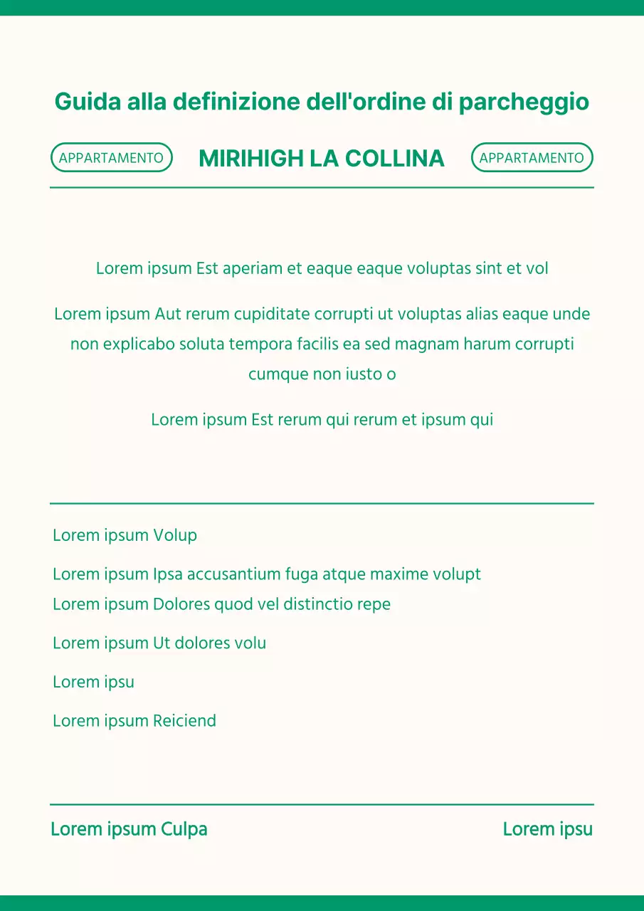 Segnaletica d'ordine di parcheggio di concetto pulito in giallo chiaro e verde