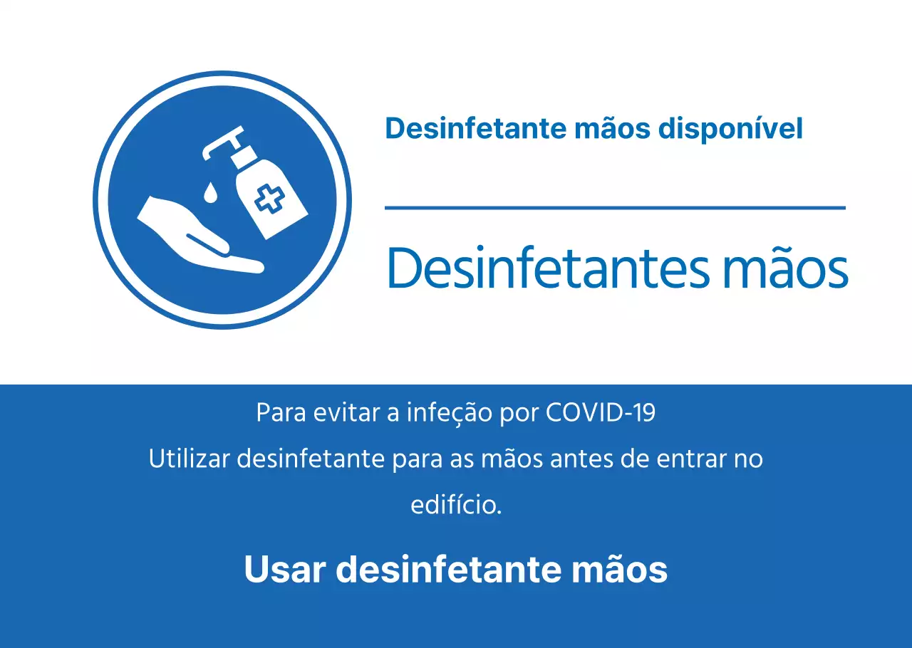 Instruções de utilização do desinfetante para as mãos azul