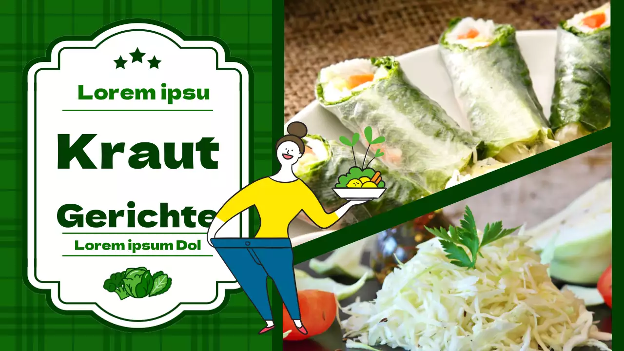 Eine Sammlung von Diät-Kohlgerichten mit grüner Farbe und Bildbetonung