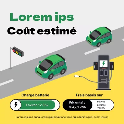 Combien coûte la recharge d'une voiture électrique minimaliste jaune et verte ?