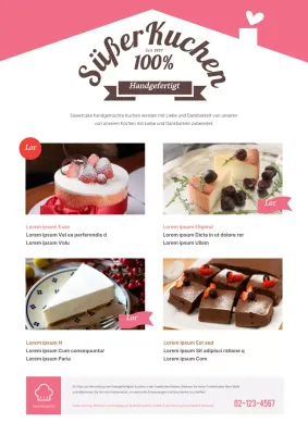 Niedlicher Bäckerei-Flyer in Rosa