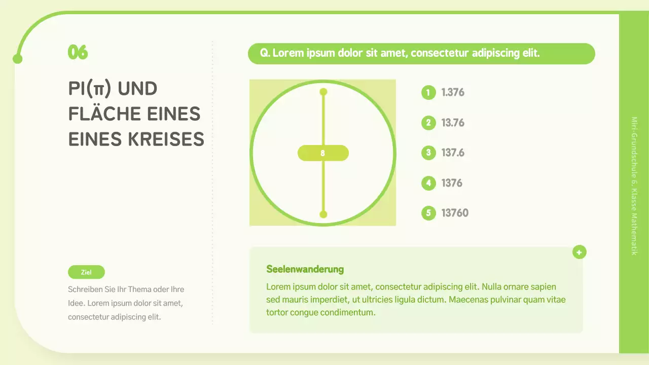 Umfang und Seitenlänge für Chartreuse
