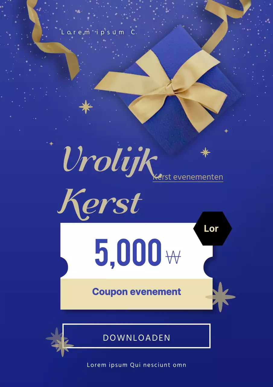 Kleurrijk kerstevenement met blauwe geschenkdozen en bonnen