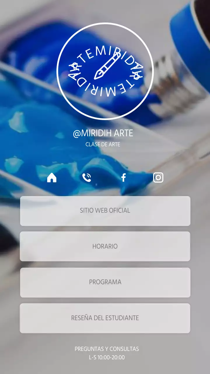 Escuela de arte con fotografía limpia en azul y gris