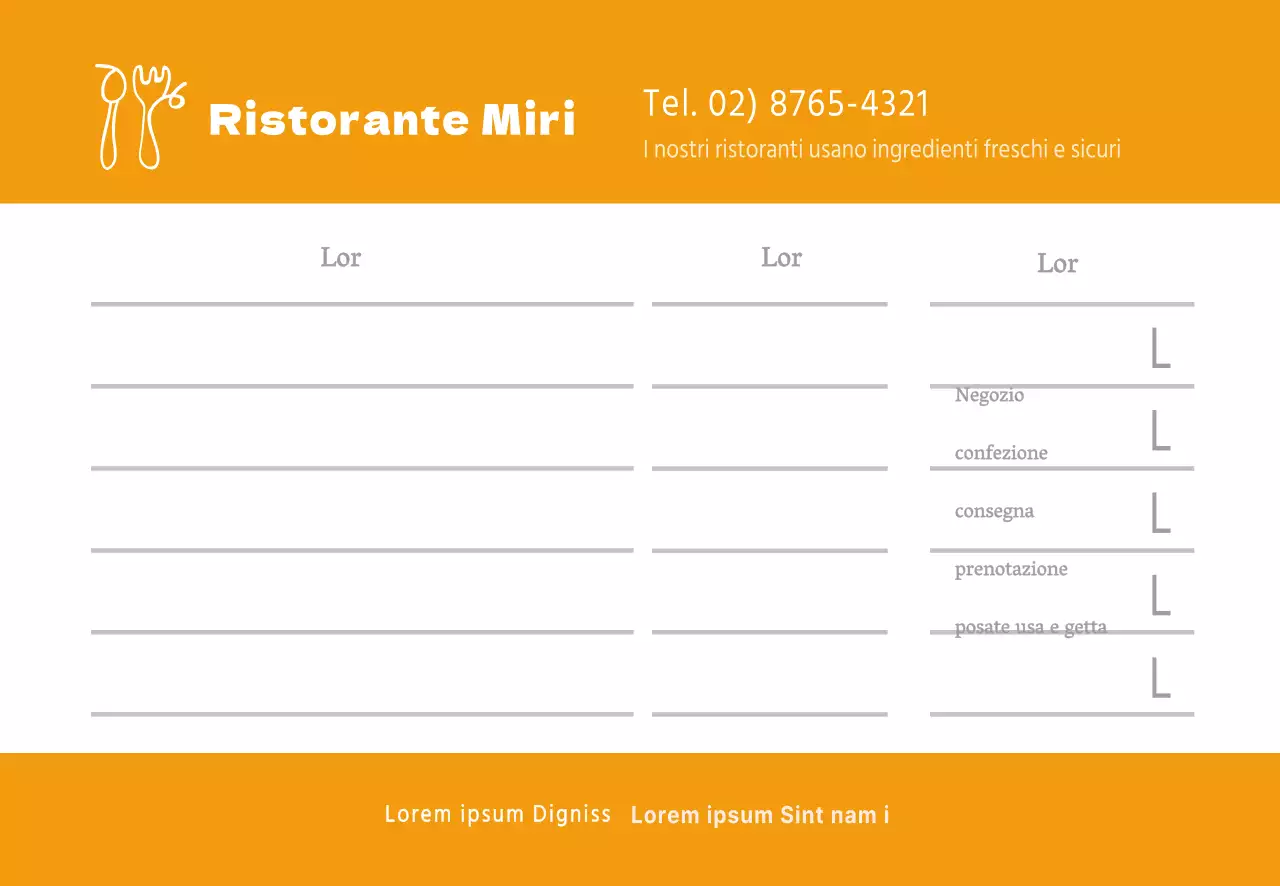 Ordini del ristorante