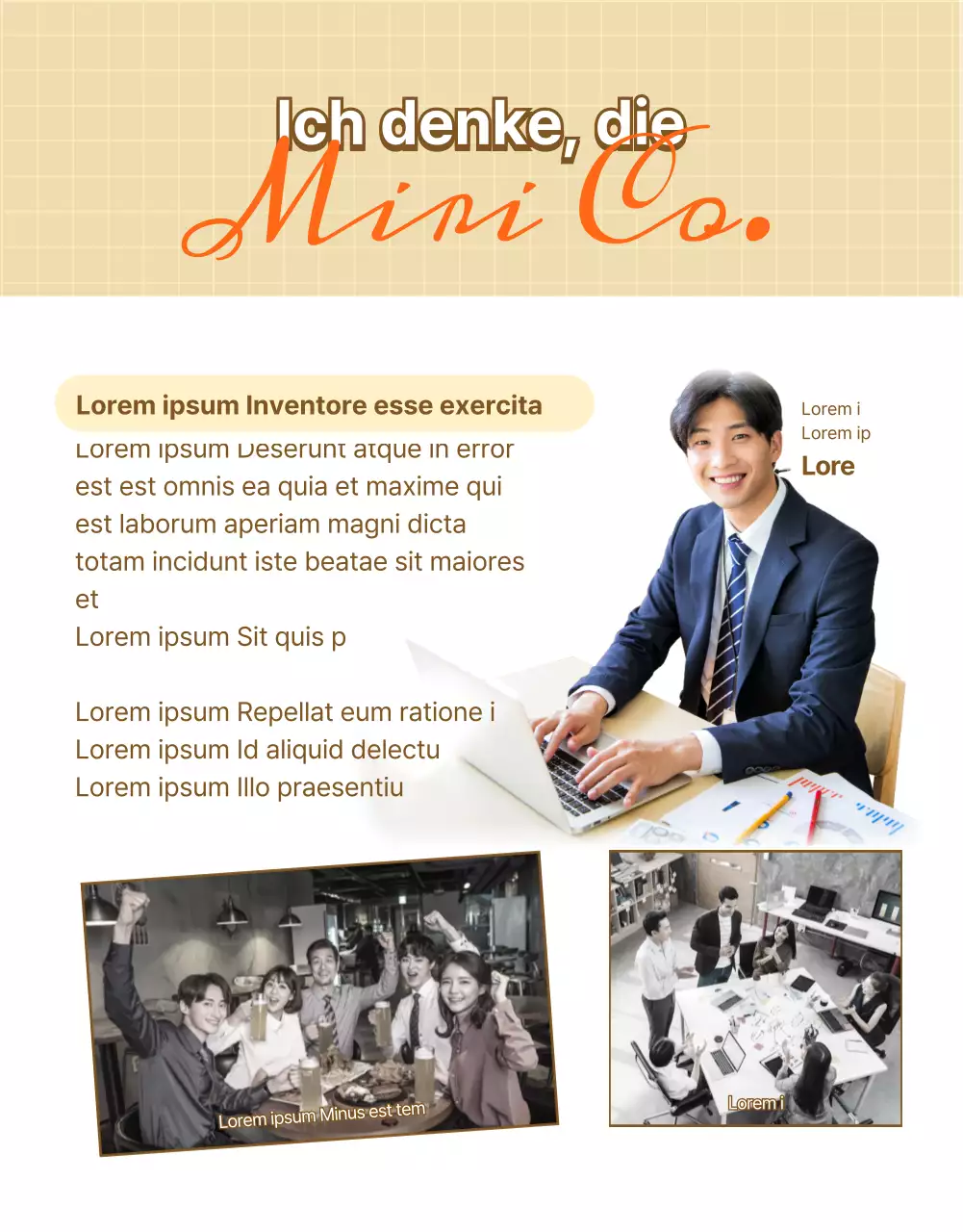 Ein Vorstellungsgespräch für neue Mitarbeiter in beruhigenden Beige- und Orangetönen