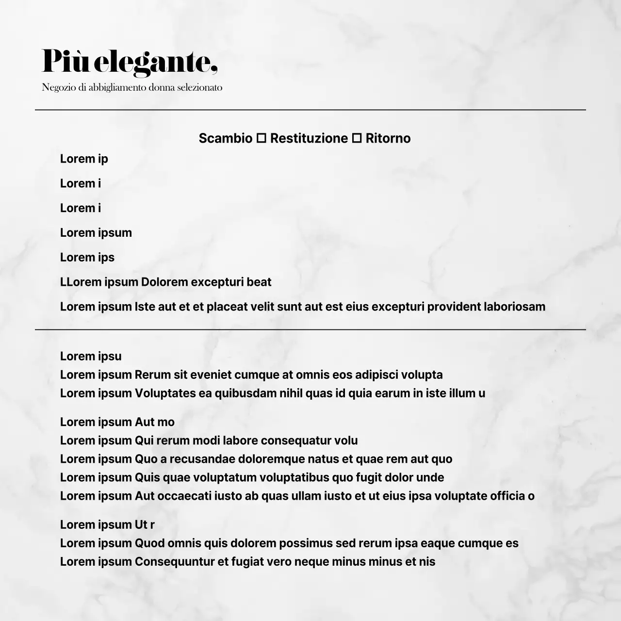 Cartolina di scambio di un centro commerciale in tonalità marmo