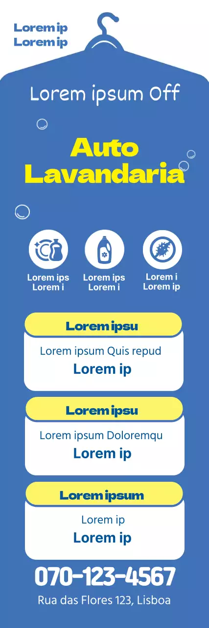 Letras azuis e amarelas Ícone em destaque Promova os seus produtos de limpeza