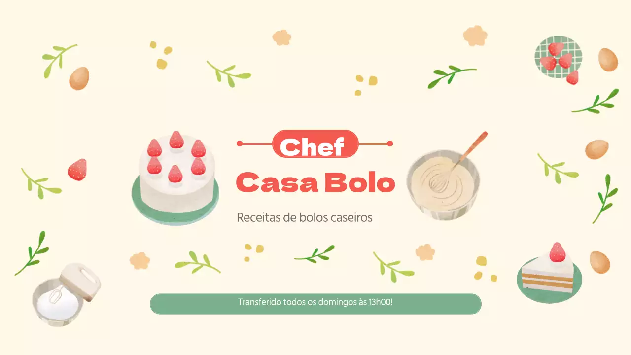 Tema giro de receitas de pastelaria caseira em verde e multicolorido