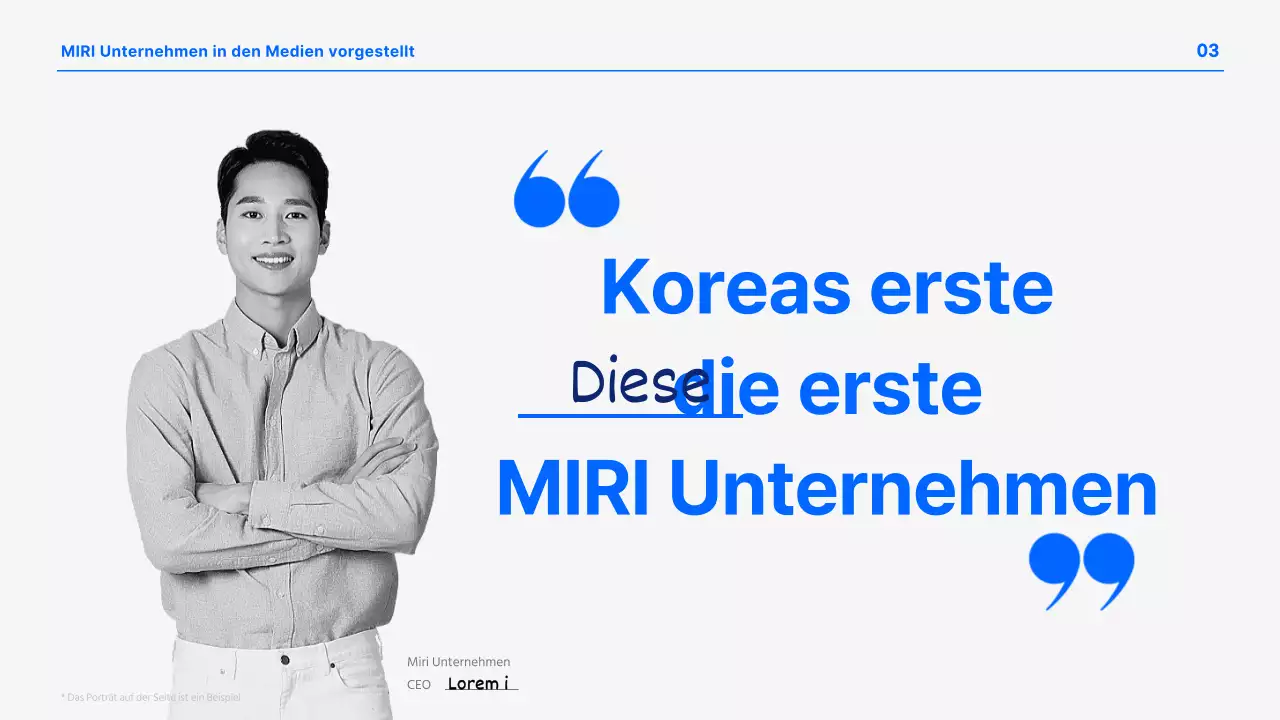 Eine moderne Geschäftspräsentation in Blau und Weiß